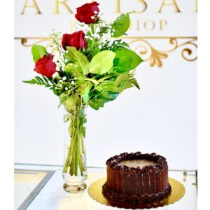 3 Red Roses and 6’ Chocolate Truffle